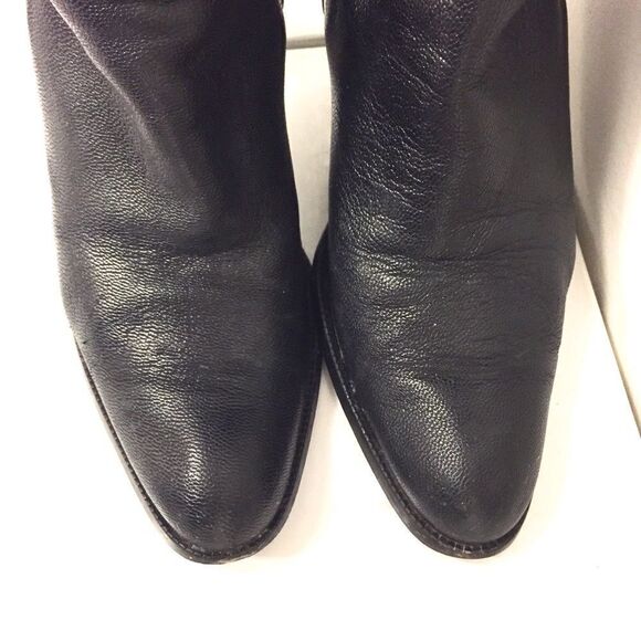 Browns Knee High Leather Boots Heel Straps Black - Picture 8 of 8